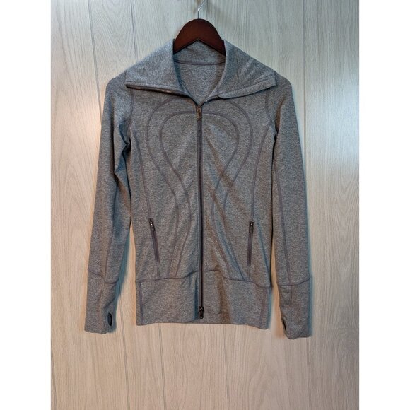 Lululemon Jackets & Blazers - Lululemon Jacket Womens Size 4 Heathered Grey Full Zip Long Sleeve Mock Neck